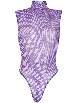 【関税込み】Mugler パープル Star ボディスーツ Mugler スタープリント ボディスーツ | パープル | FARFETCH JP