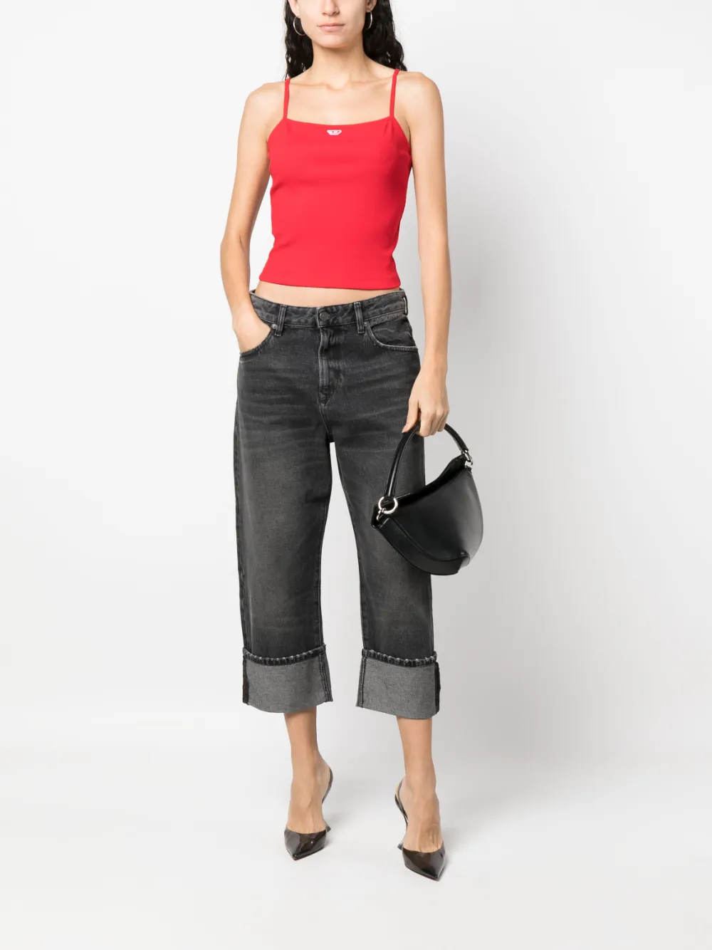 Diesel Geribbelde top - Rood