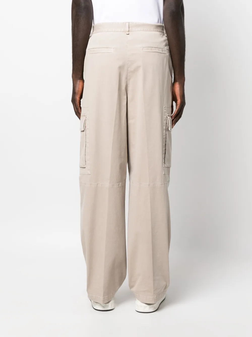 Shop Fendi Logo-patch Wide-leg Trousers In Neutrals