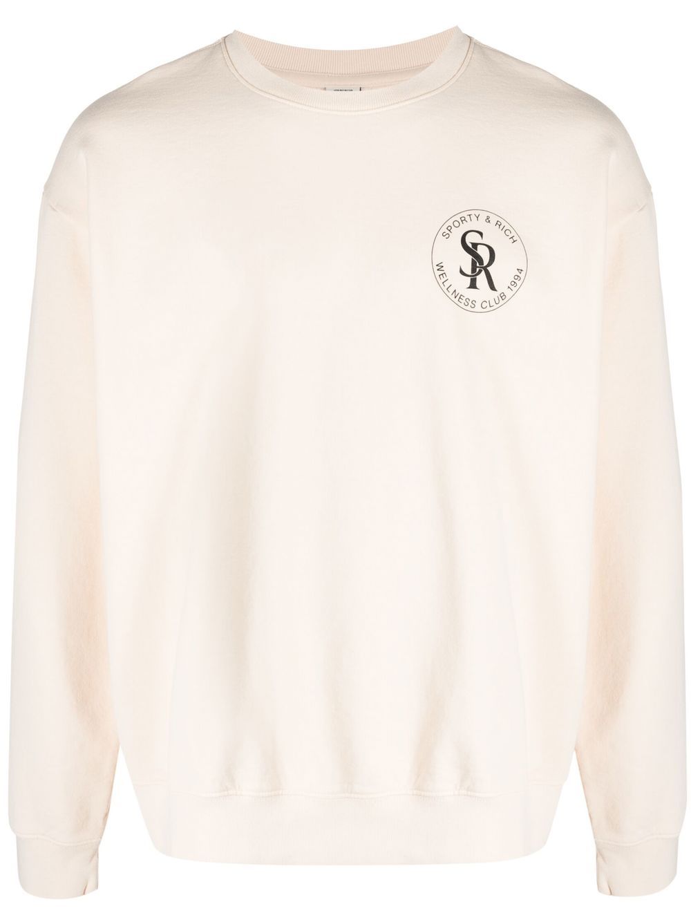 Sporty And Rich Logo-print Cotton Sweatshirt In Powder