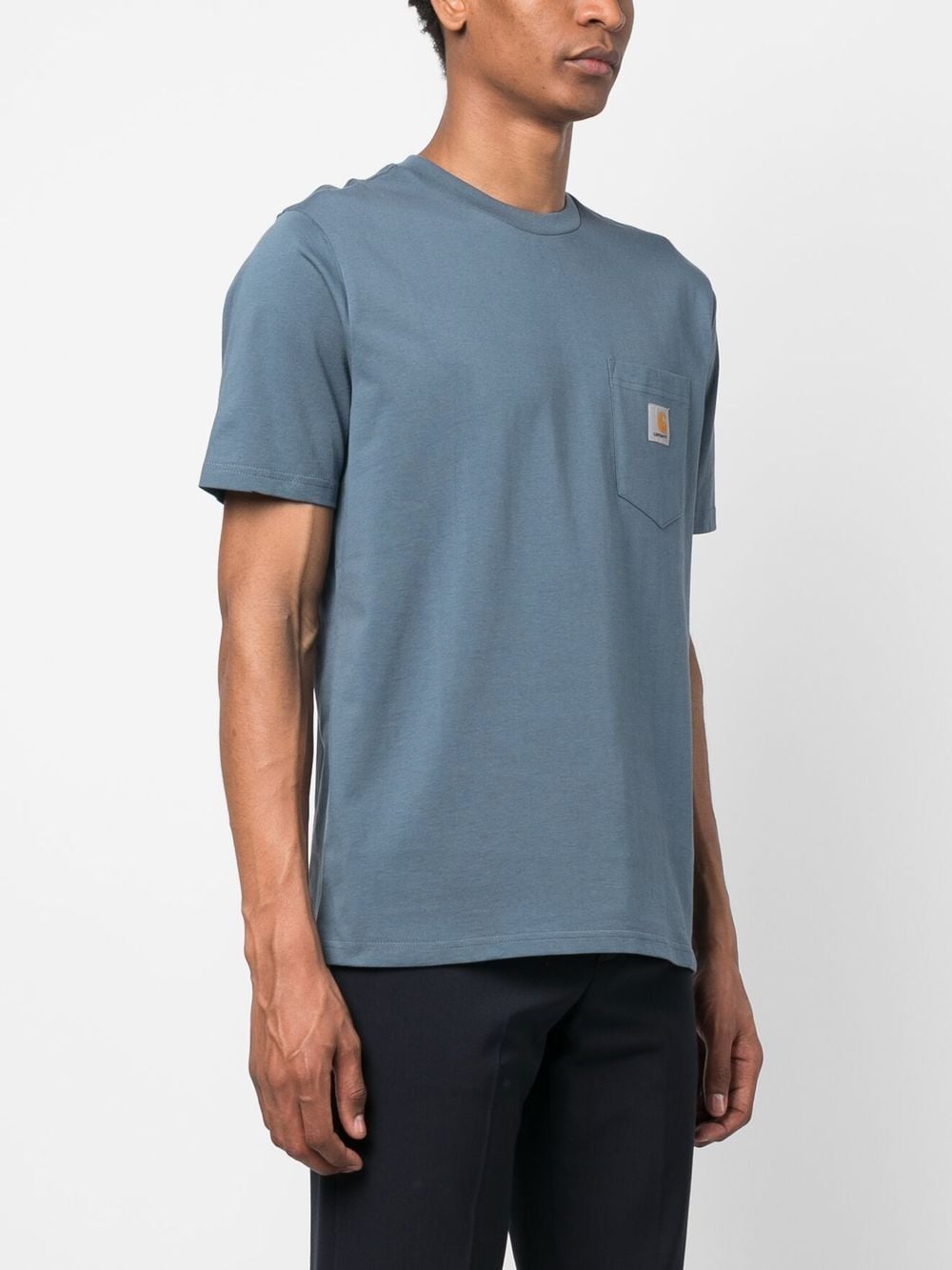 Shop Carhartt Logo-patch Cotton T-shirt In Blau