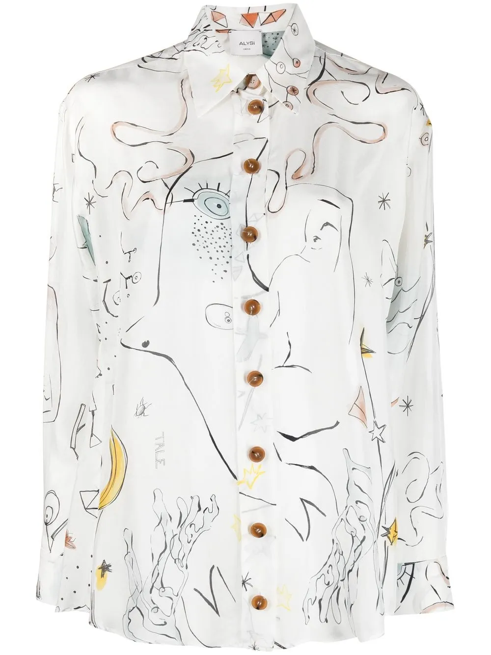 

Alysi illustration-print silk shirt - White