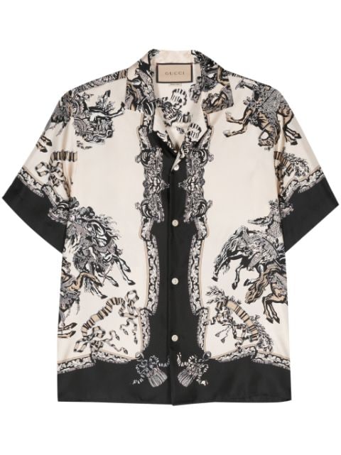 Gucci baroque-print silk bowling shirt