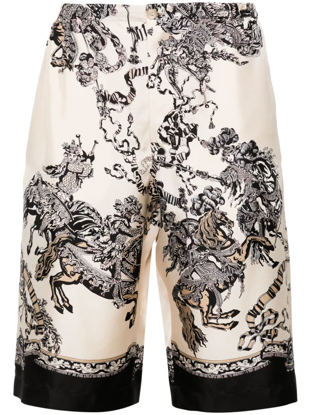 baroque-print silk shorts