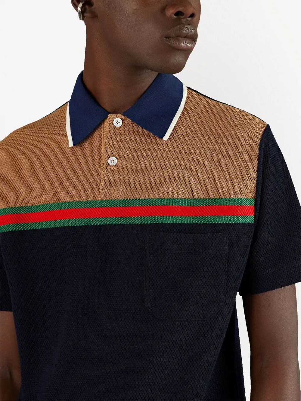 black gucci stripe polo shirt
