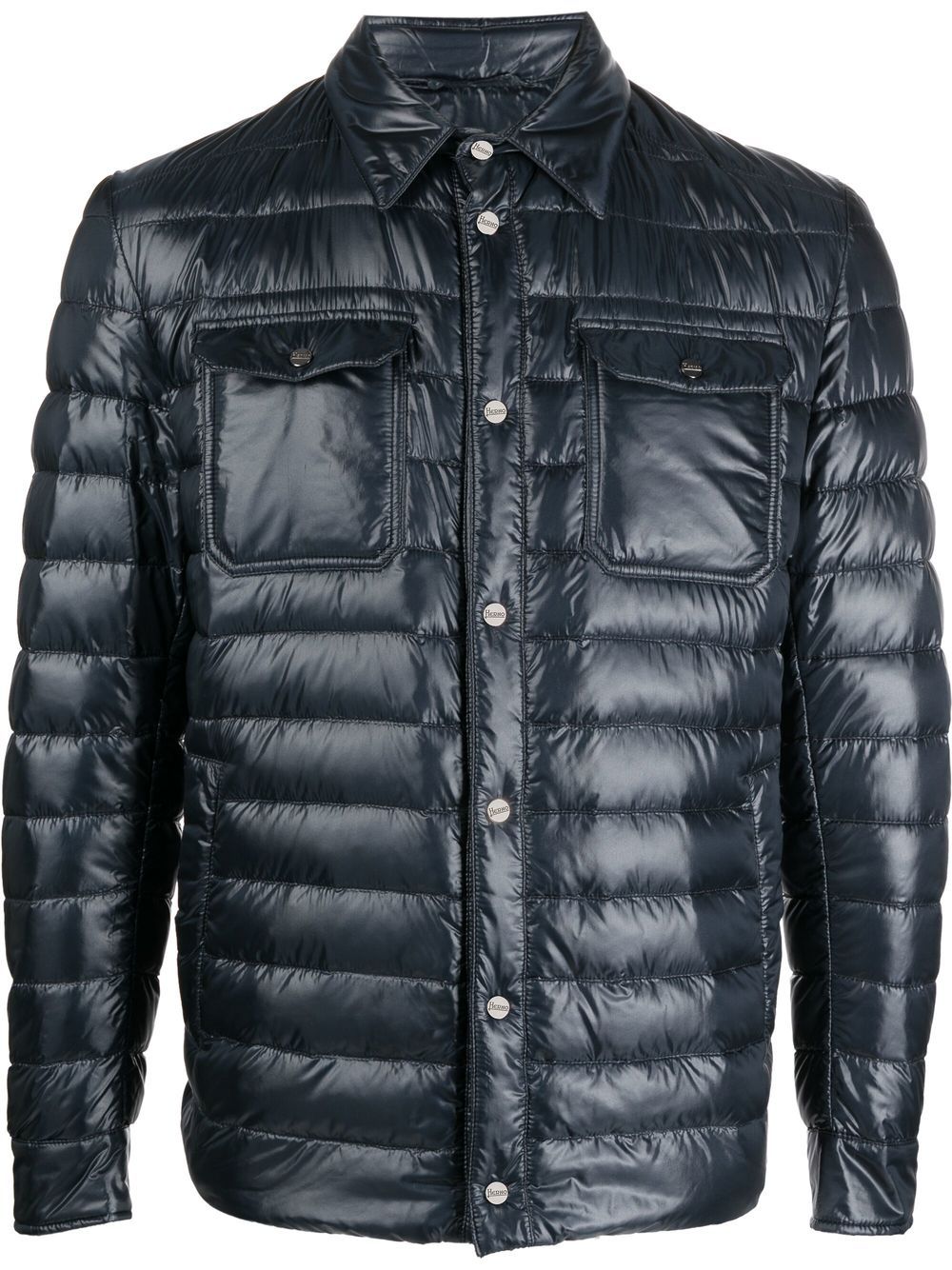 Shop Herno Classic-collar Padded Jacket In Blau
