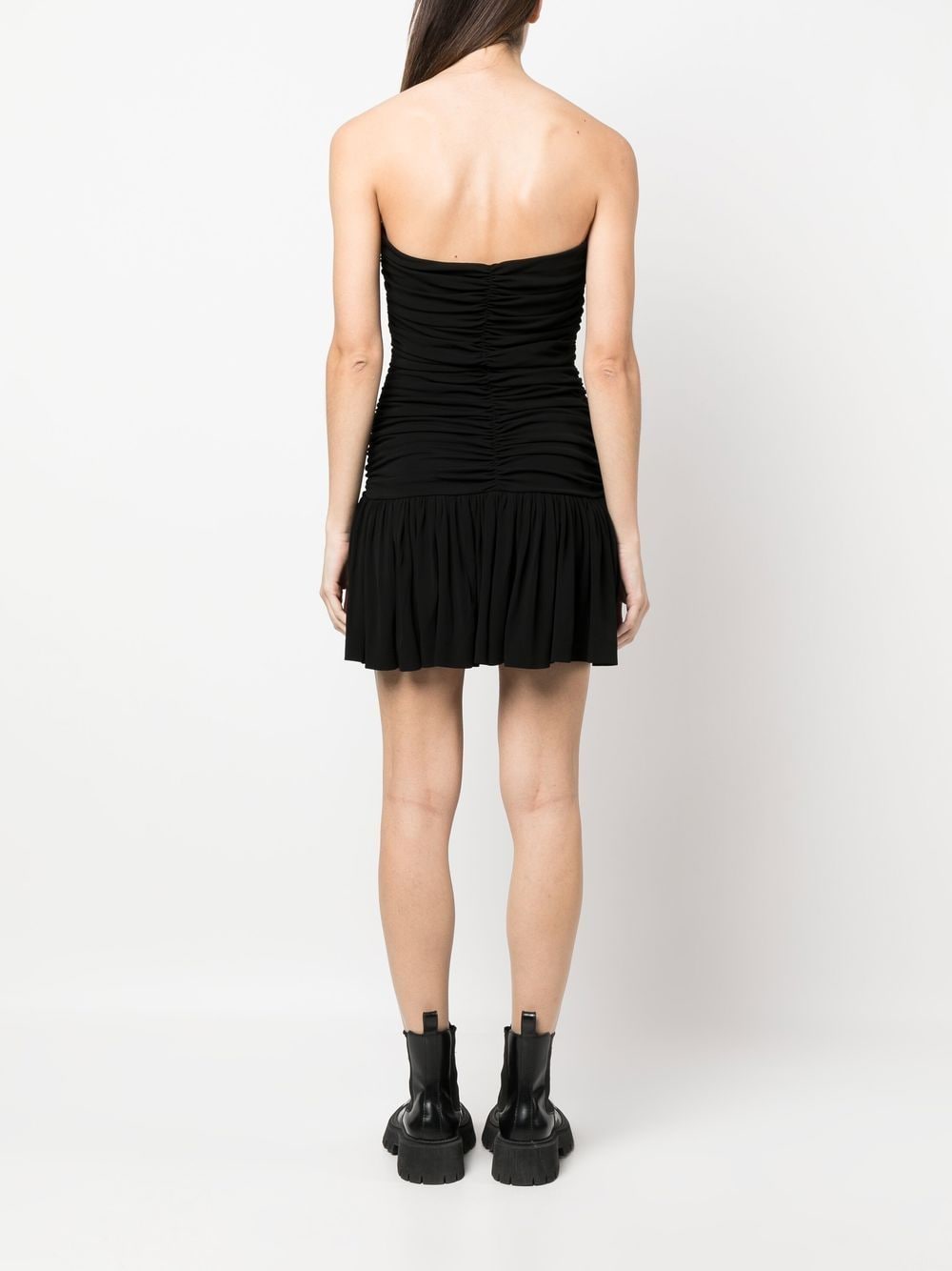 Shop Dsquared2 Strapless Ruched Dress In Black