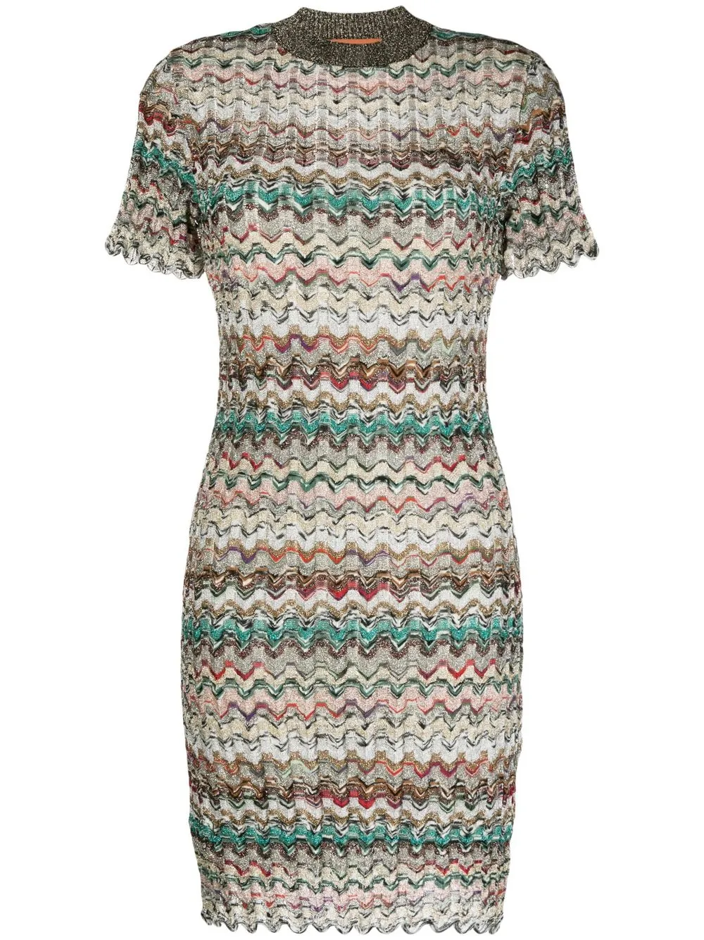 

Missoni chevron-knit short-sleeved dress - Neutrals