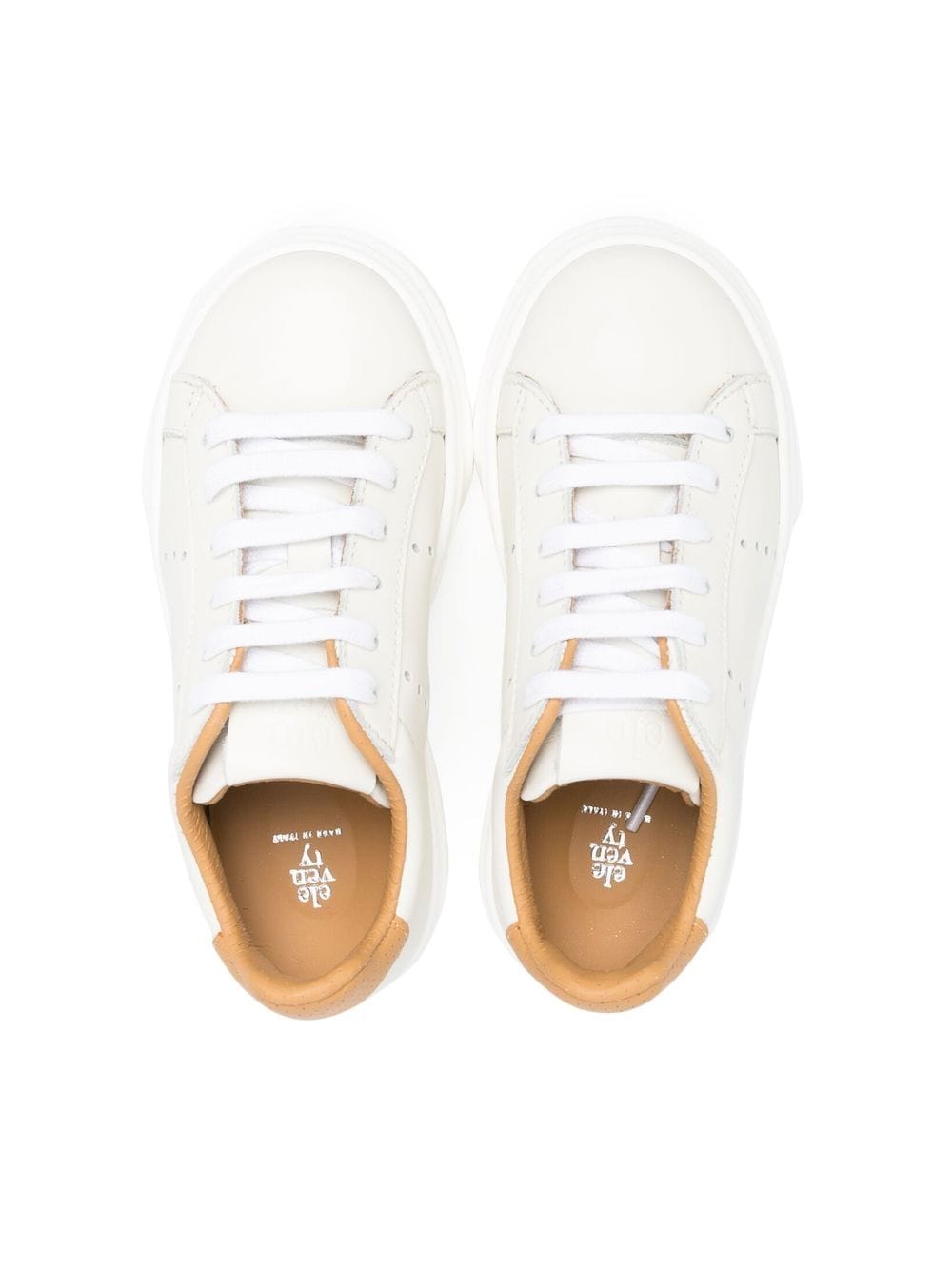 Shop Eleventy Perforated Leather Trainers In Neutrals