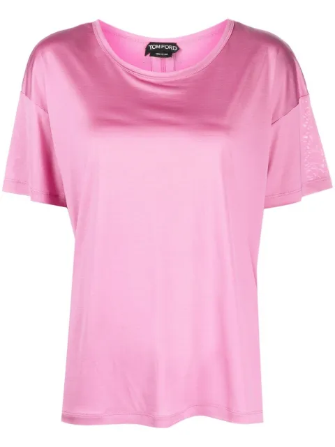 TOM FORD logo-patch short-sleeved silk T-shirt