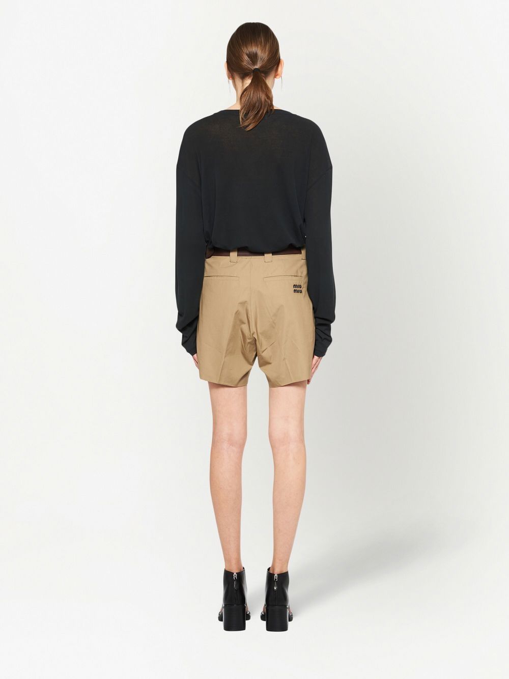 Miu Miu embroidered-logo tailored shorts Women