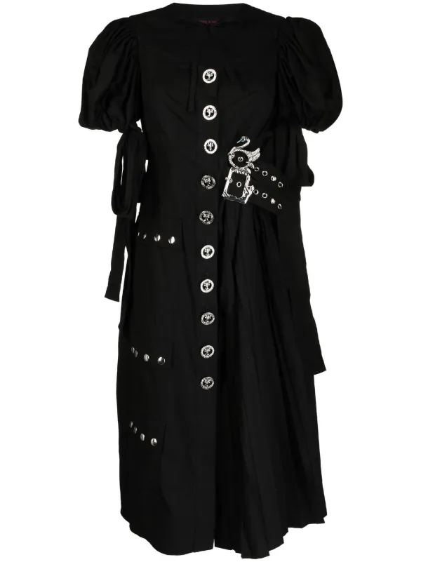 Chopova Lowena puff-sleeves Pleated Midi Dress - Farfetch