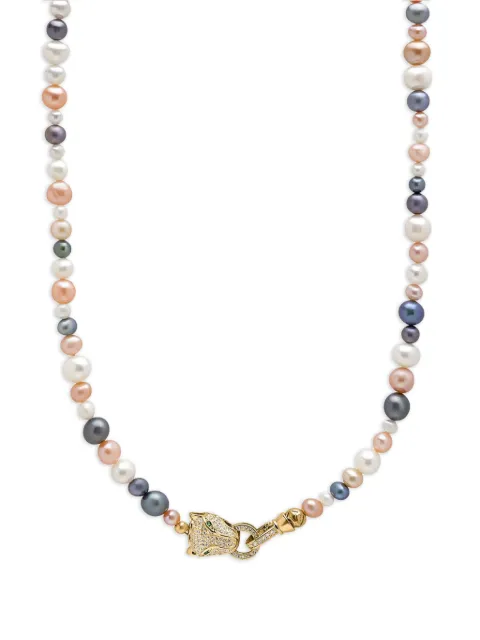 Nialaya Jewelry Panther Head Lock pearl necklace