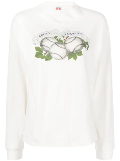 Shrimps printed cotton long-sleeved top