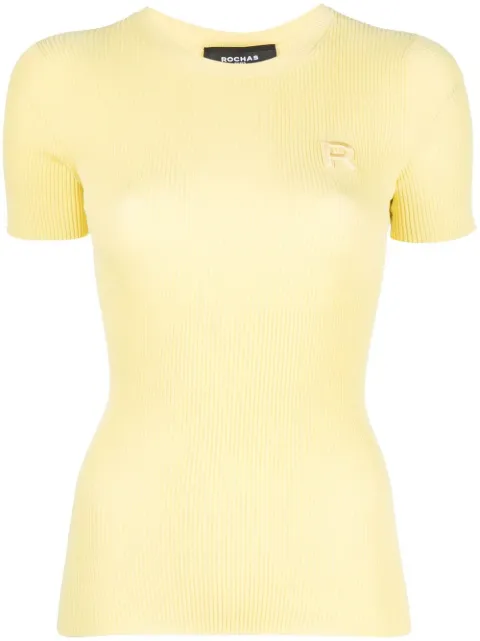 Rochas logo-embroidered ribbed knit top