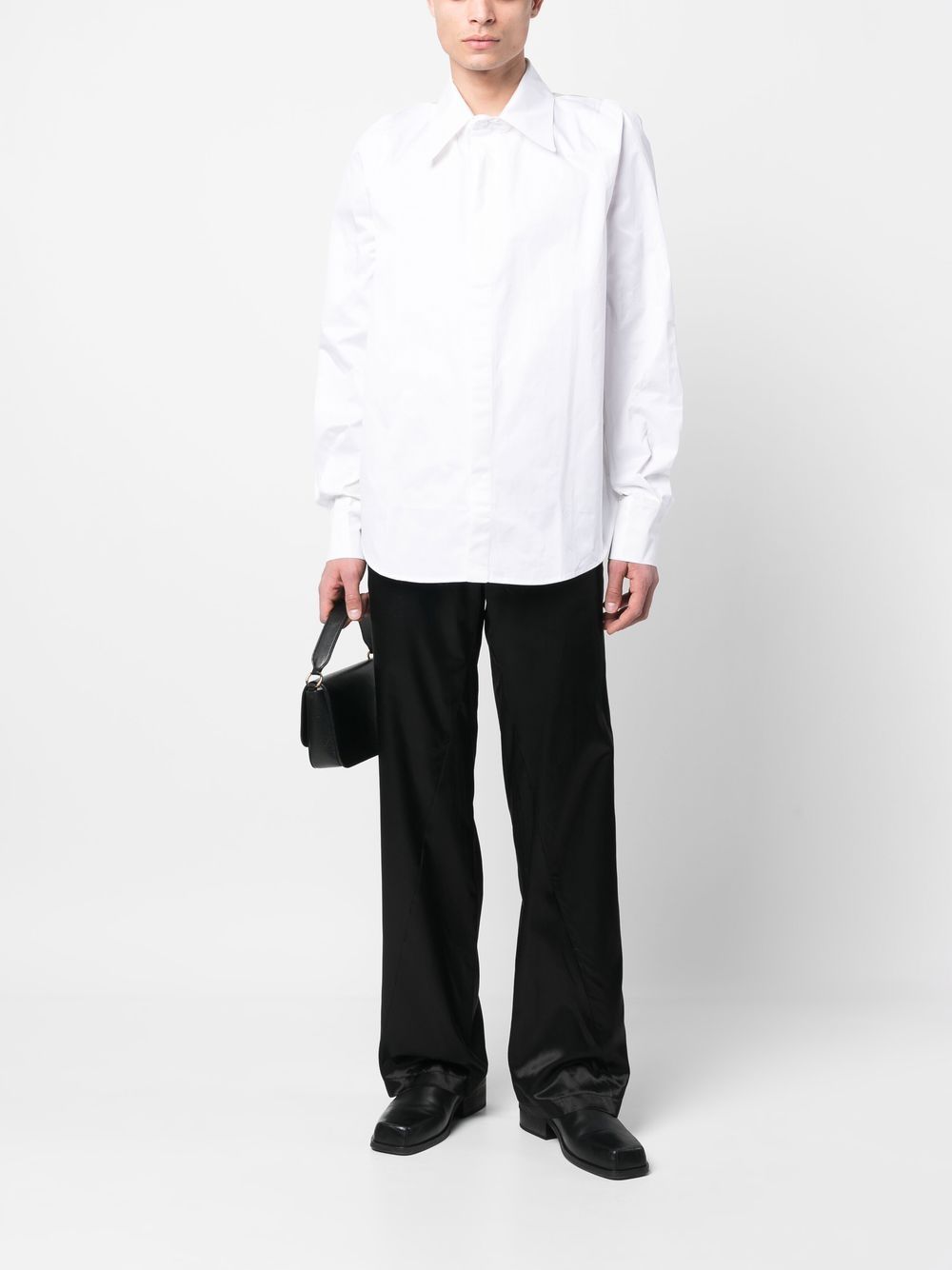 Shop Bianca Saunders Pointed Flat Collar Shirt In Weiss