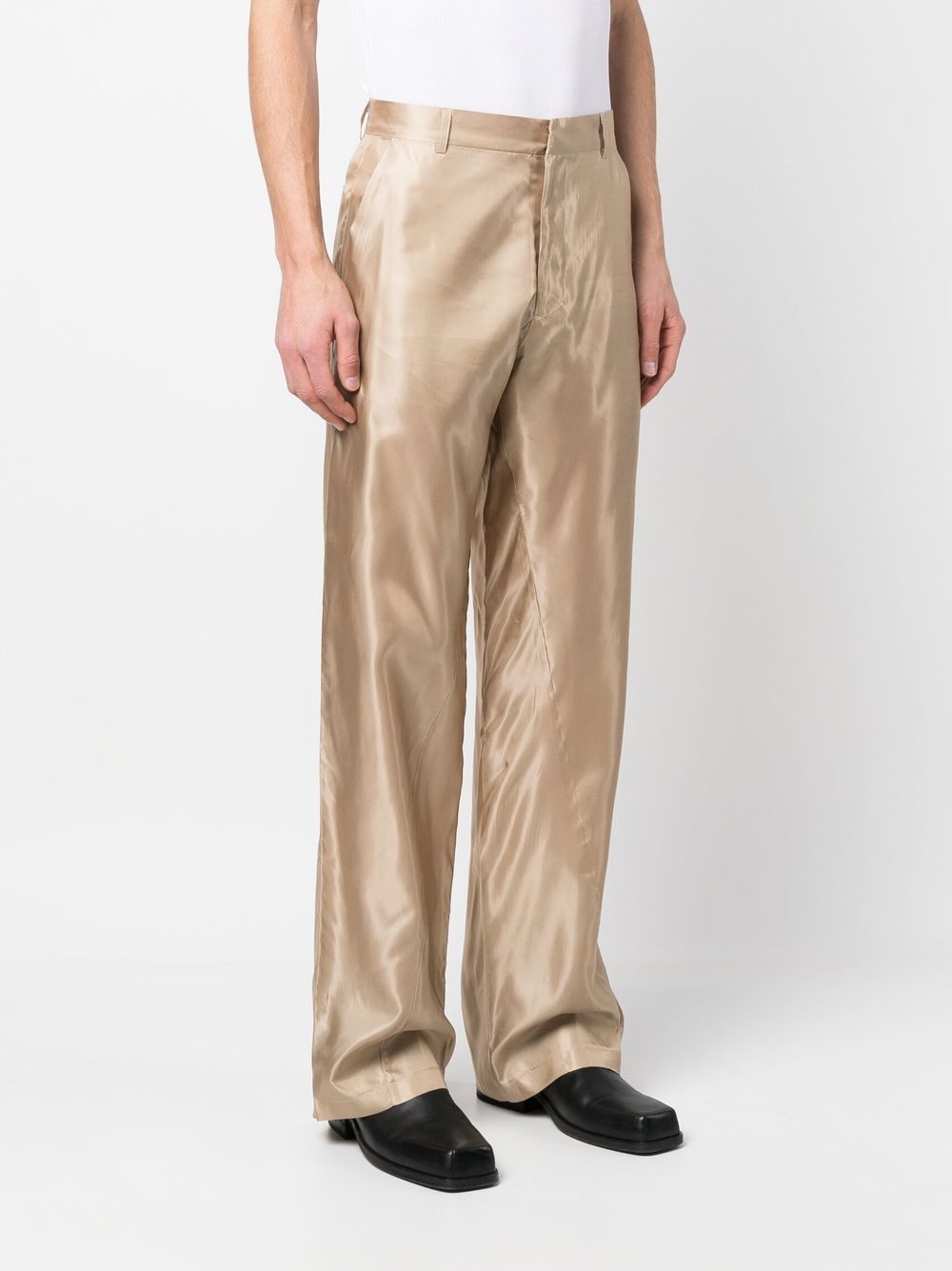 Shop Bianca Saunders Wide-leg Silk Trousers In Nude