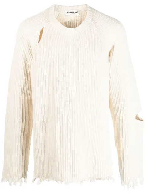 a paper kid ripped knitted sweatshirt