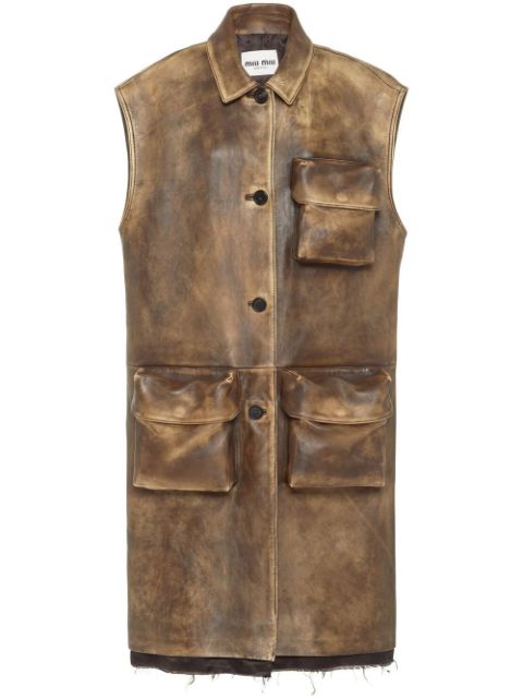 Miu Miu nappa leather long vest Women