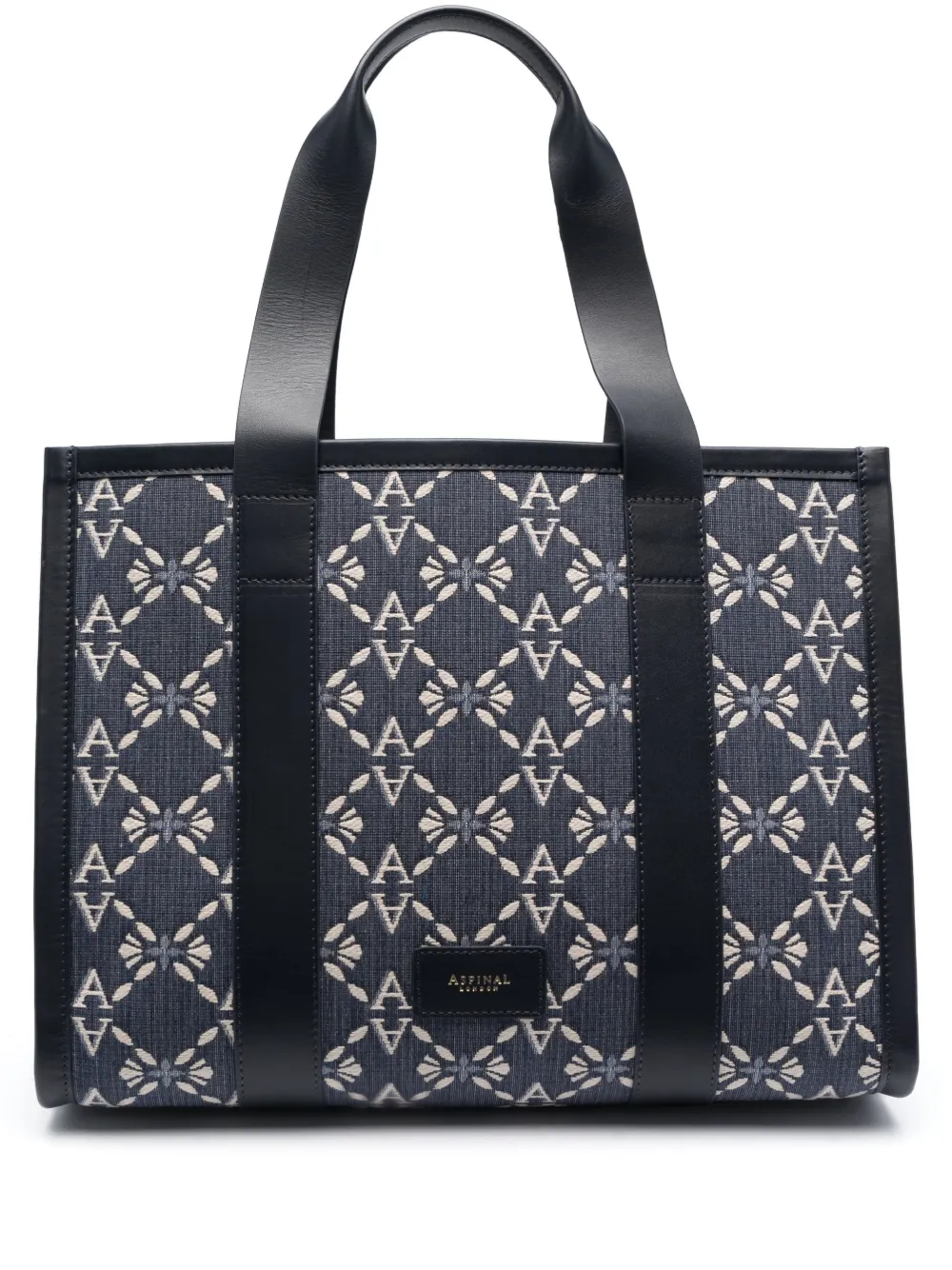 Aspinal Of London Henley Monogram-jacquard Midi Tote Bag In Blue