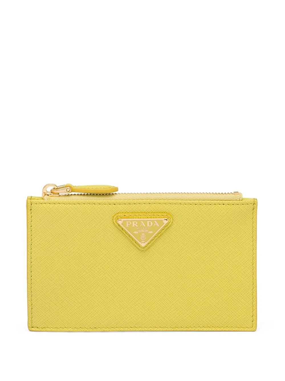 

Prada triangle-logo Saffiano leather cardholder - Yellow