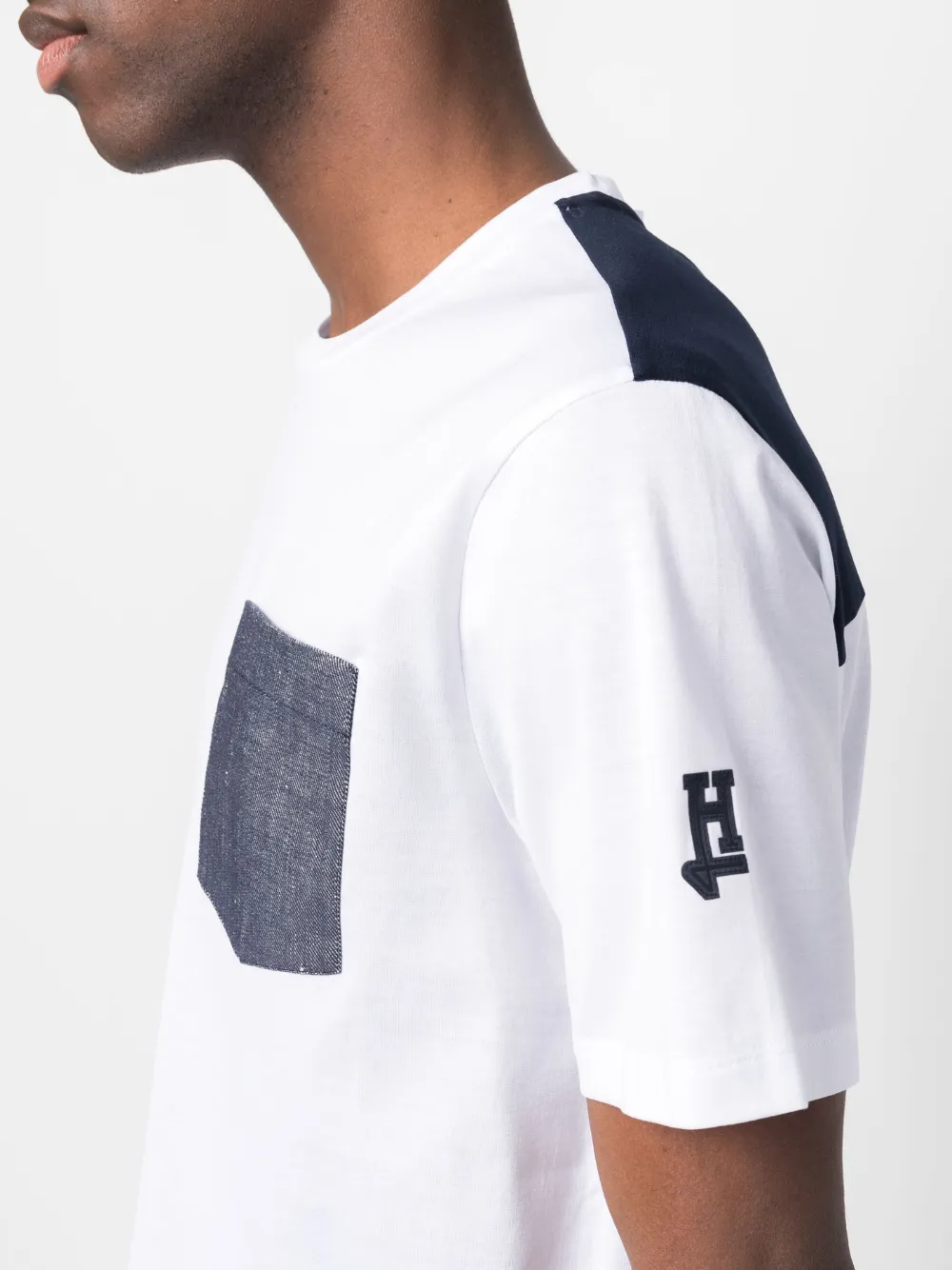 Herno Colour-block Cotton T-shirt In White
