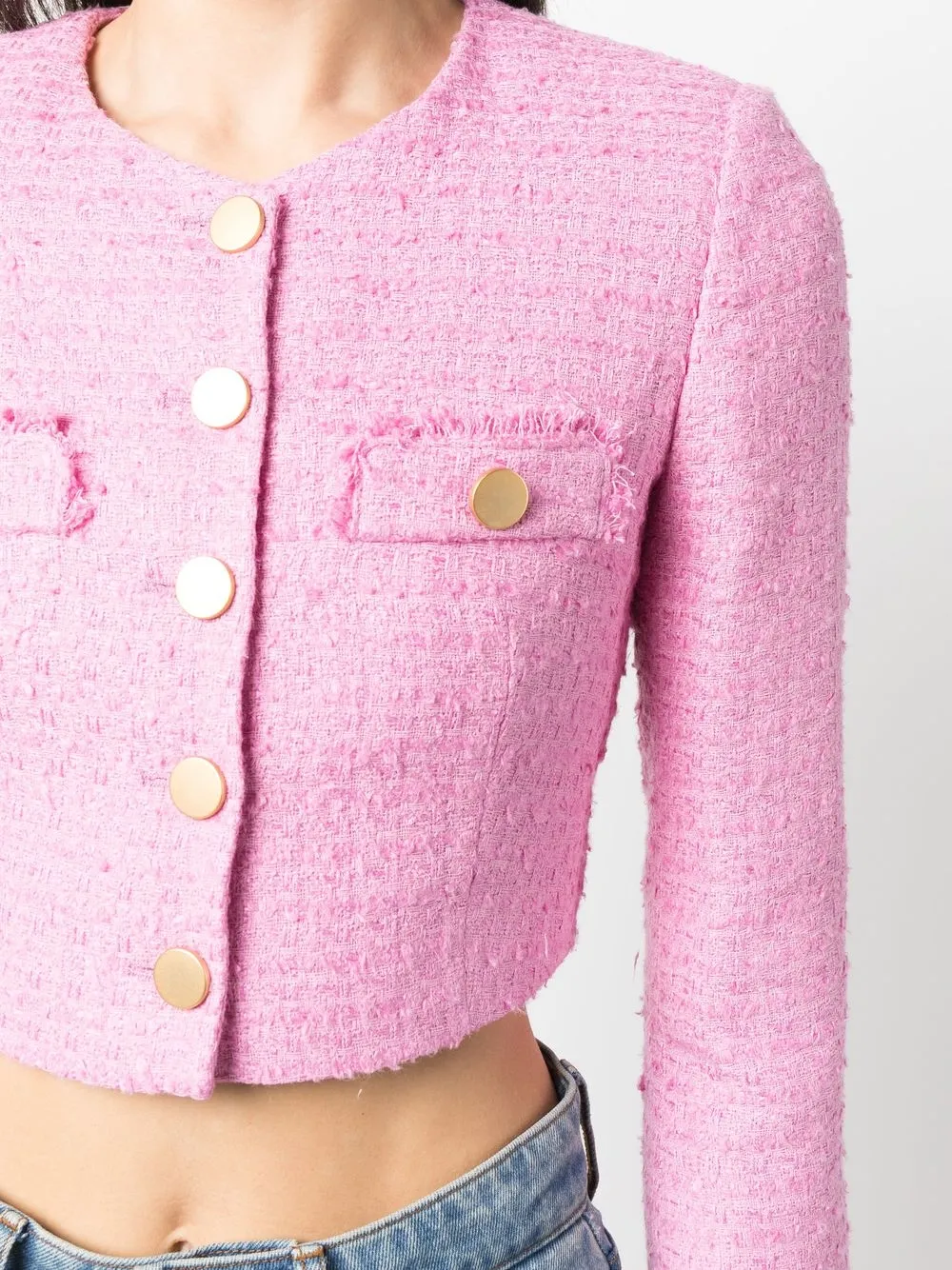 Tagliatore Cropped Tweed Jacket In Pink