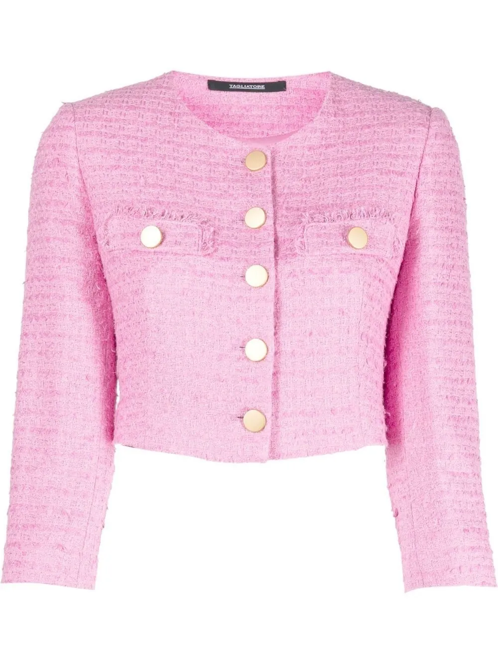 Tagliatore Cropped Tweed Jacket In Pink
