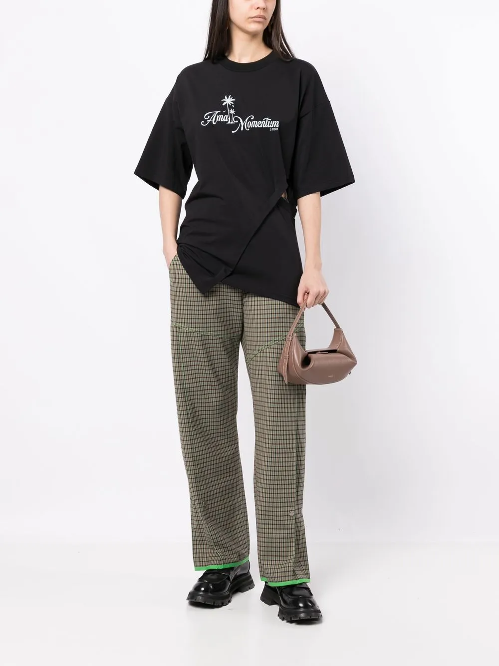 J Koo Asymmetrisch T-shirt - Zwart