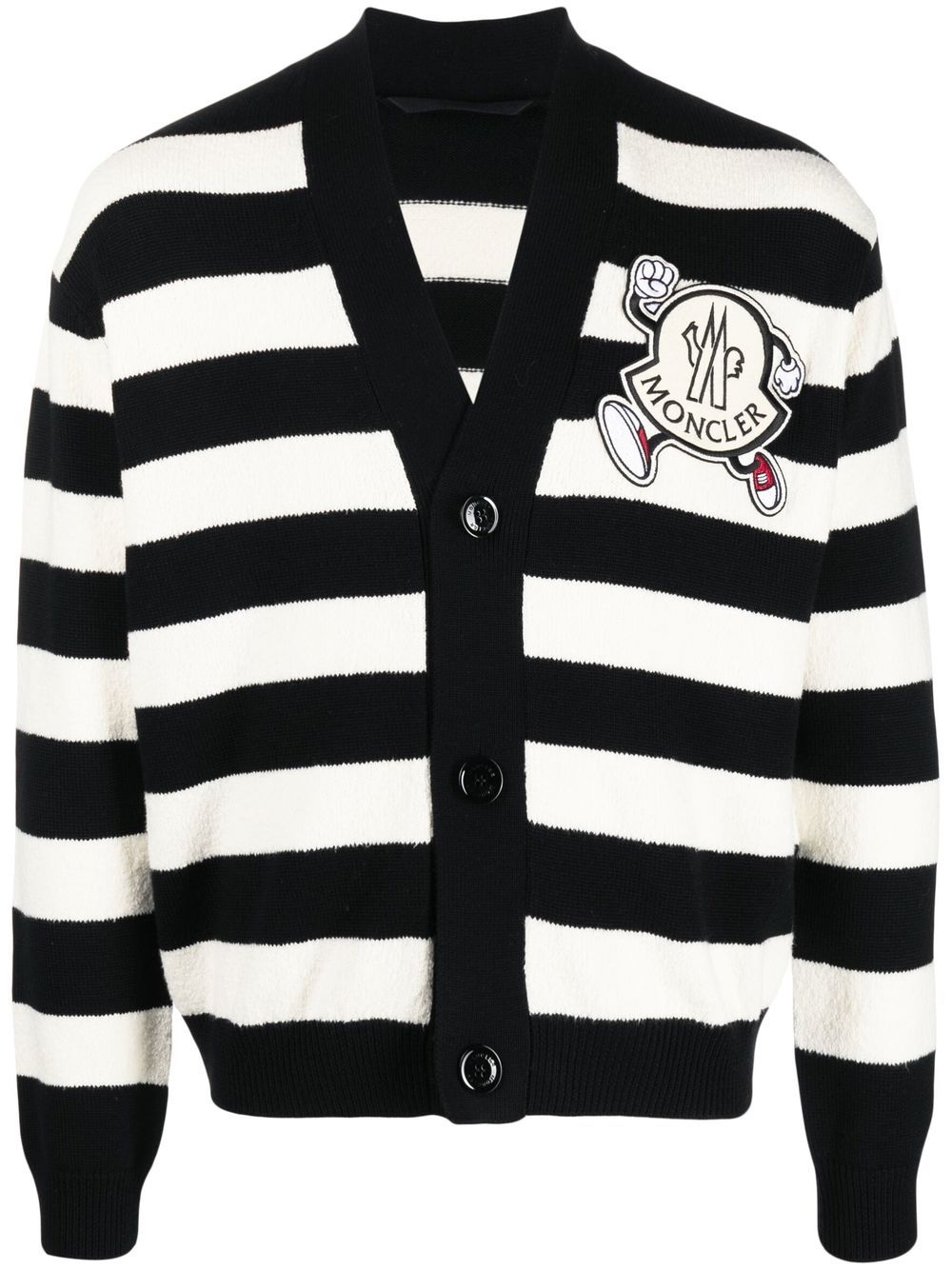 

Moncler logo-patch striped knitted cardigan - Black