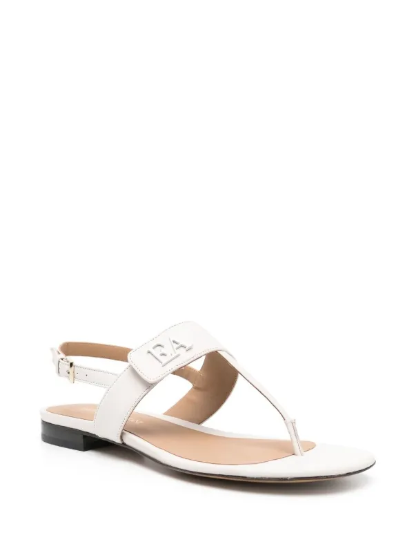 Emporio Armani logo-plaque Leather Sandals Neutrals FARFETCH IN
