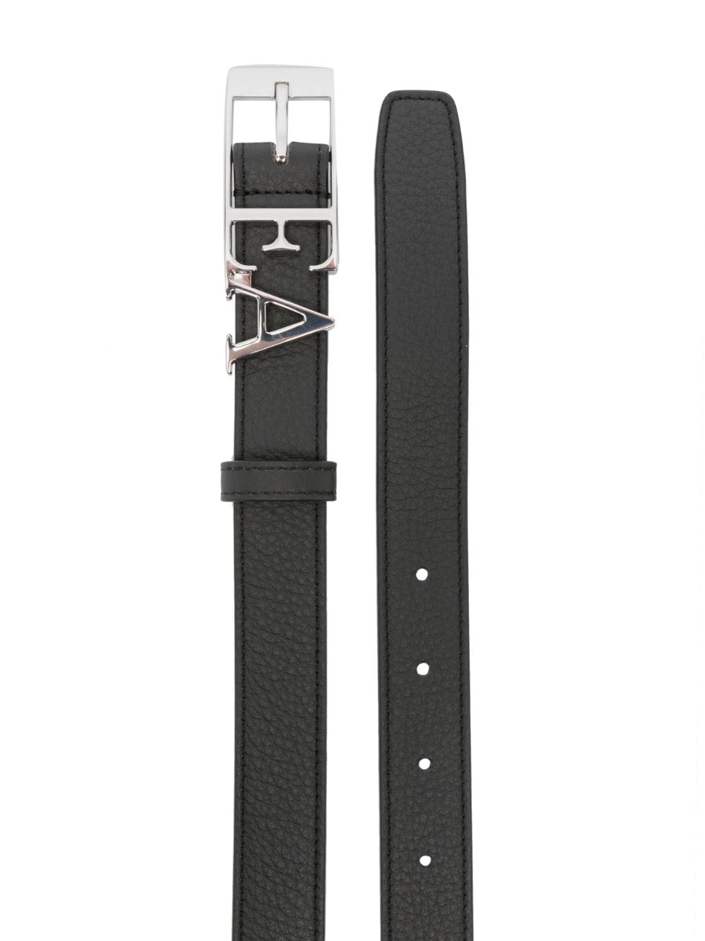 Shop Emporio Armani Logo-lettering Leather Belt In Black