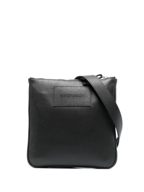 Emporio Armani logo-patch leather messenger bag
