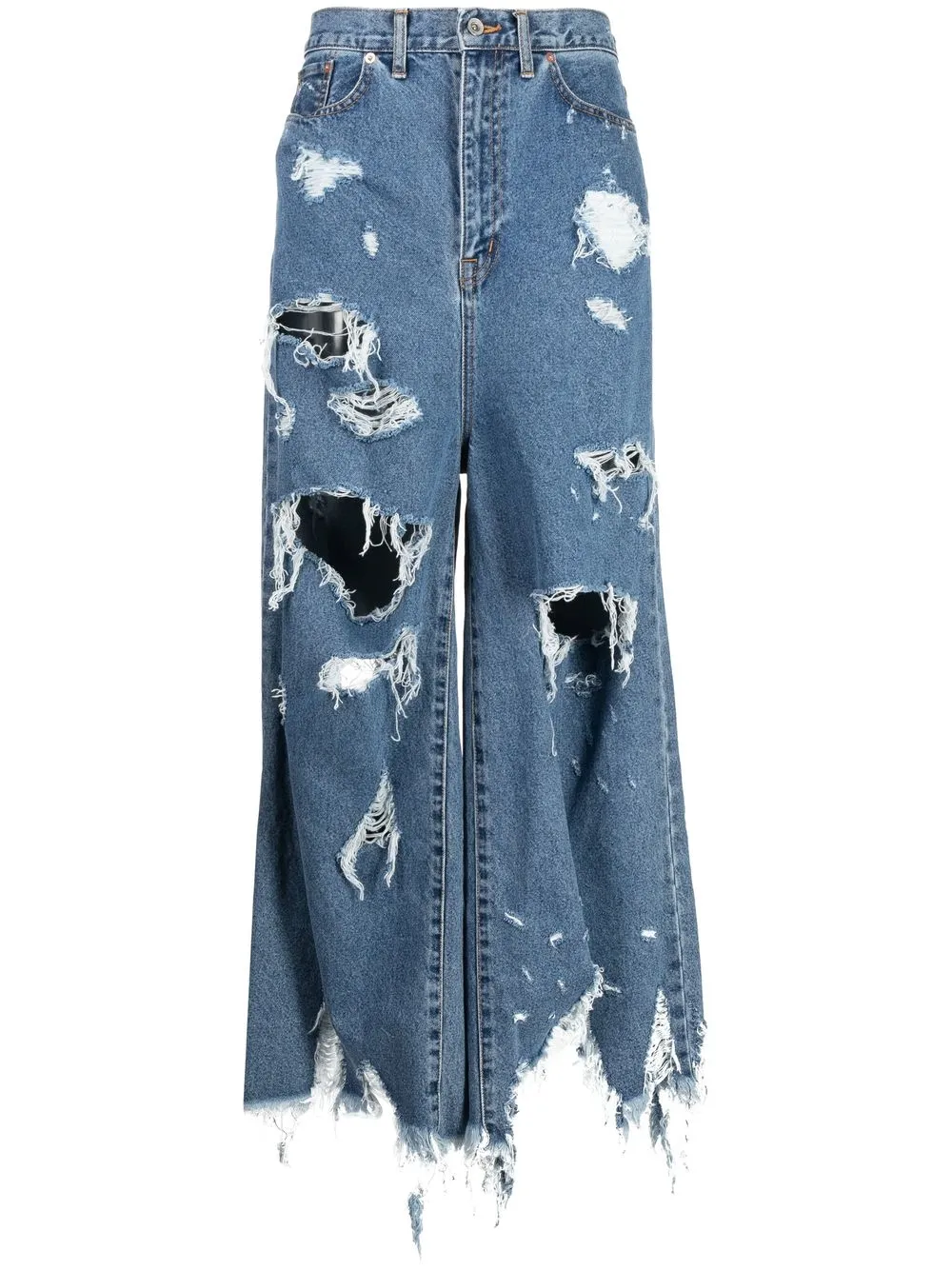 destroyed wide-leg jeans