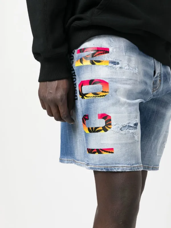 Dsquared2 Short Jeans Com Logo e Efeito Desgastado - Farfetch