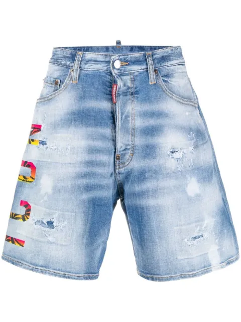 distressed wide-leg shorts