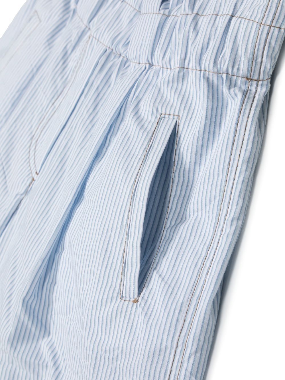 Shop Brunello Cucinelli Striped Cotton Shorts In Blue