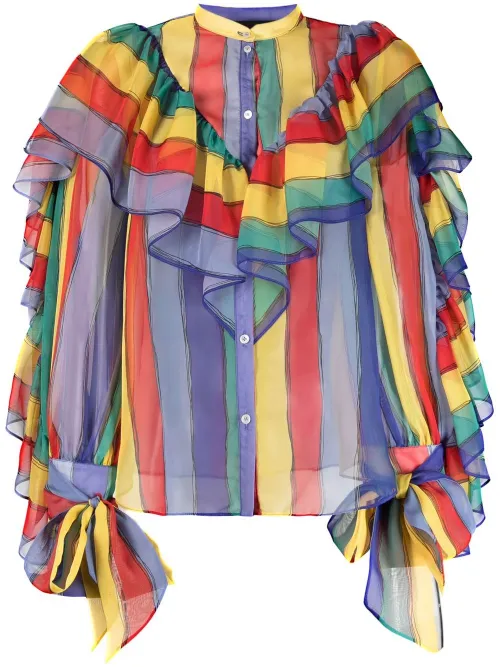 Blouse volantée à rayures - Rochas - Modalova