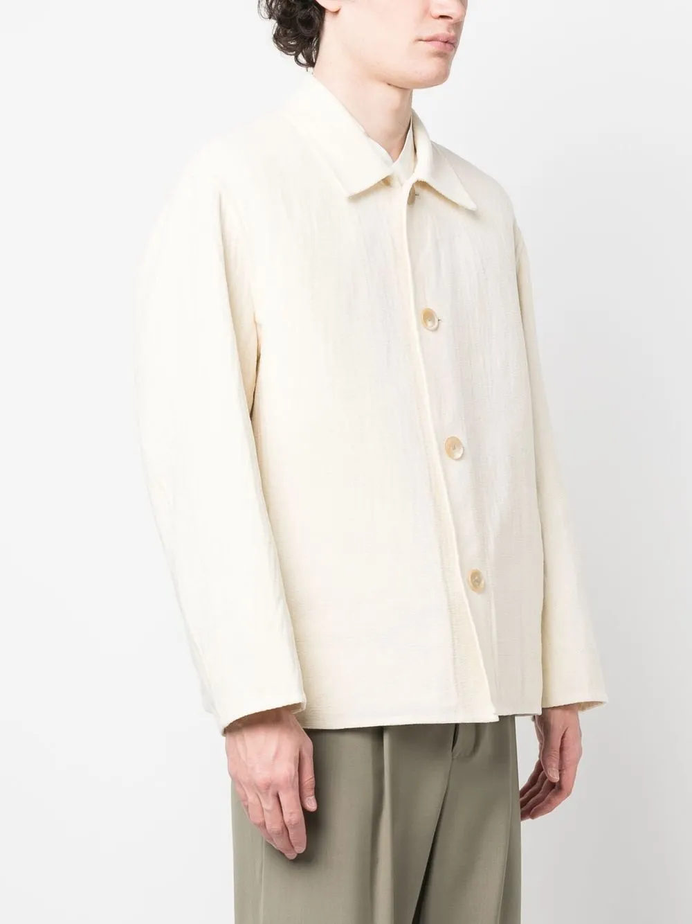 Auralee Cotton-wool Classic Shirt Jacket In Neutrals | ModeSens