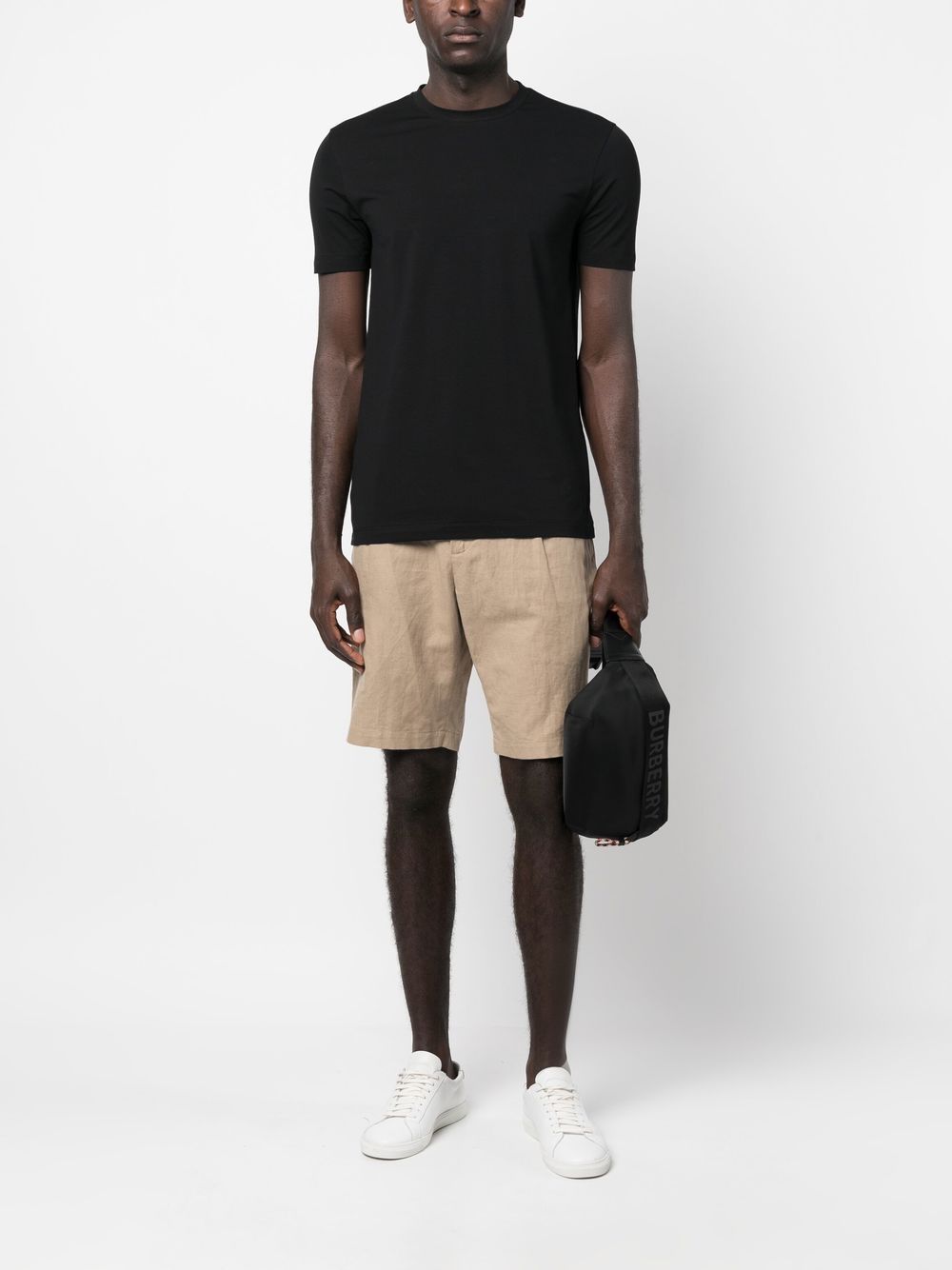 Shop Malo Short-sleeved Stretch-cotton T-shirt In Black