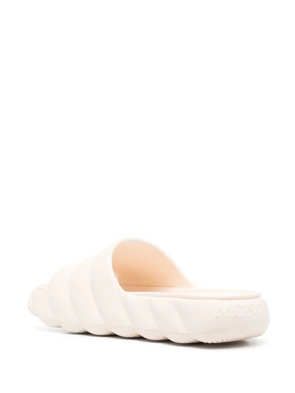 Shop Moncler Lilo Quilted Slides In Nude