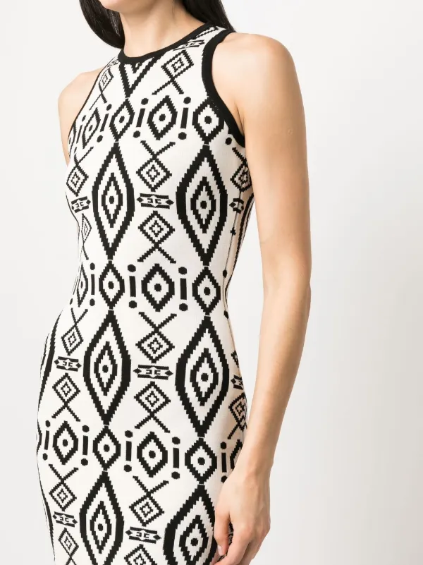 Black and White Geometric Bodycon Dress