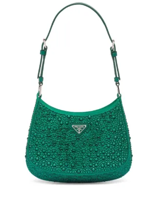 Prada Cleo crystal embellished Shoulder Bag Green FARFETCH UK