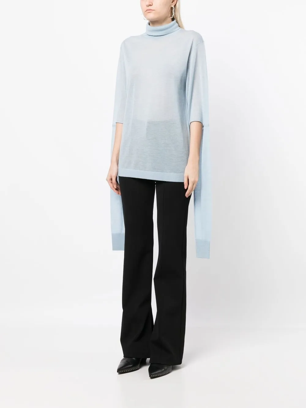 Shop Helmut Lang Cut-out Detail Cashmere Jumper In Blau