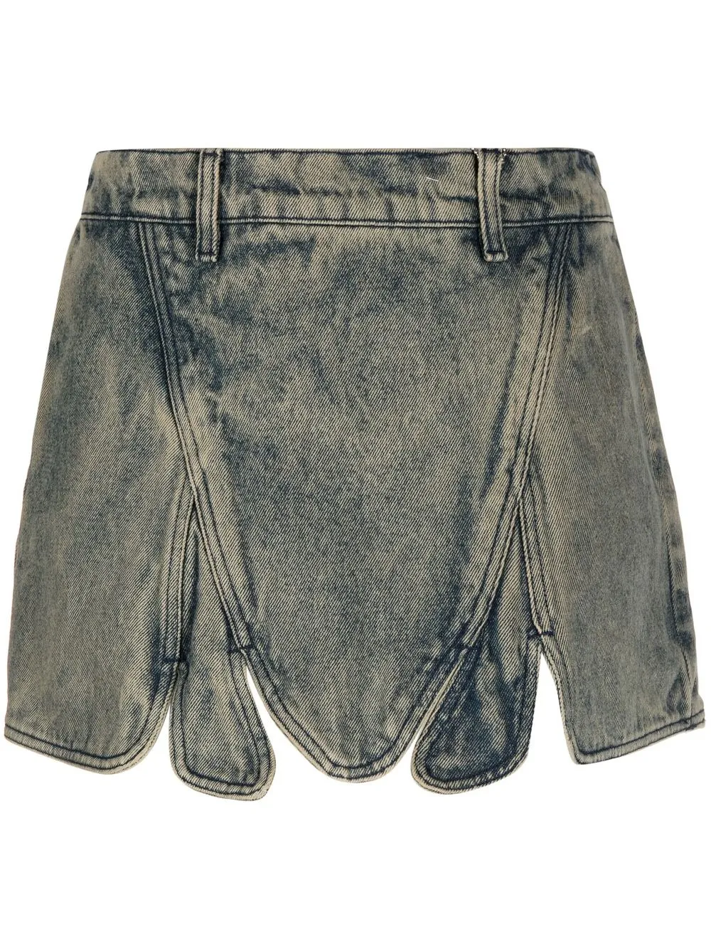 Y/project Beige Tudor Denim Miniskirt In Neutrals