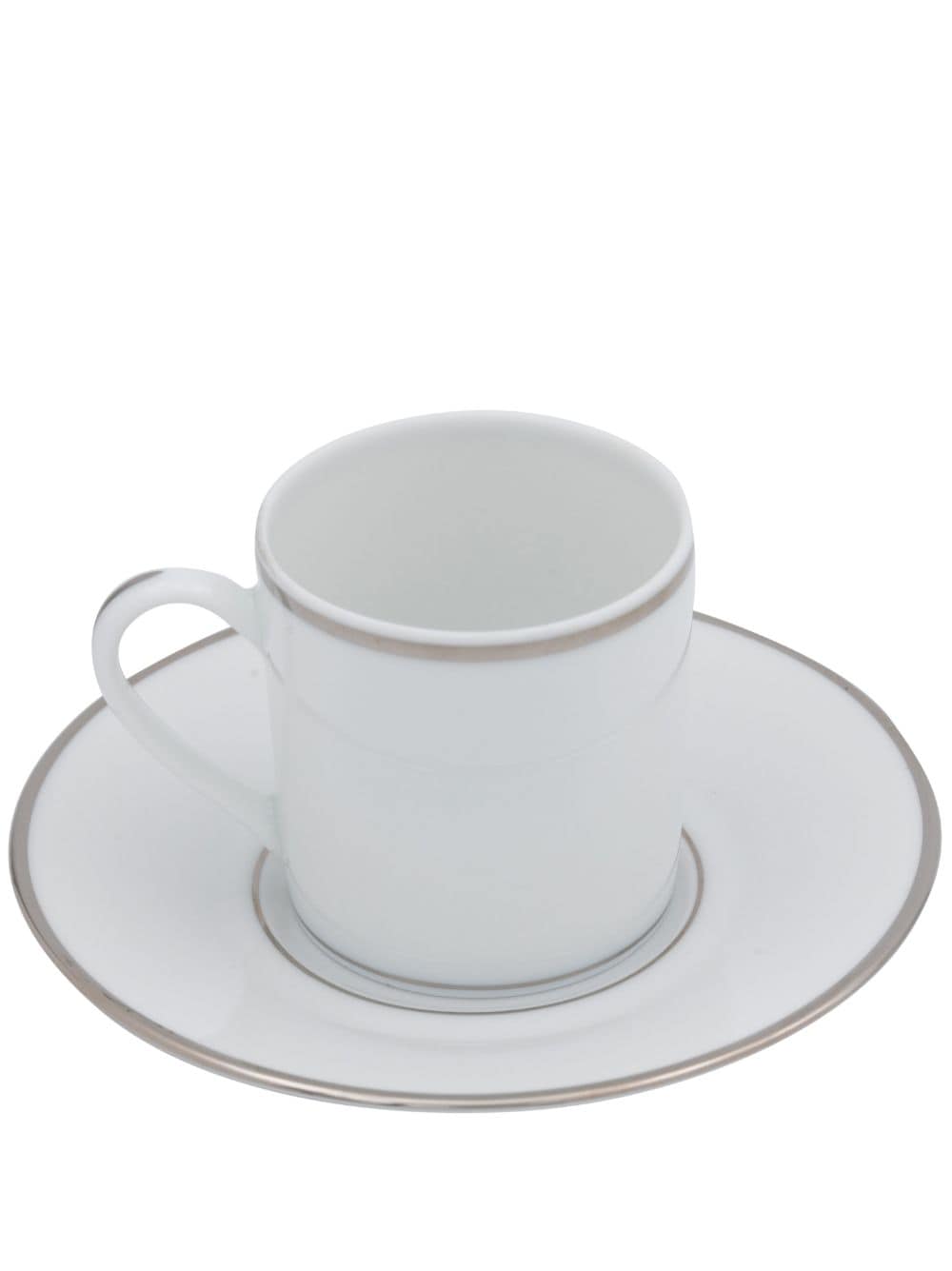 Christofle Gilded Demitasse Cup And Saucer In White