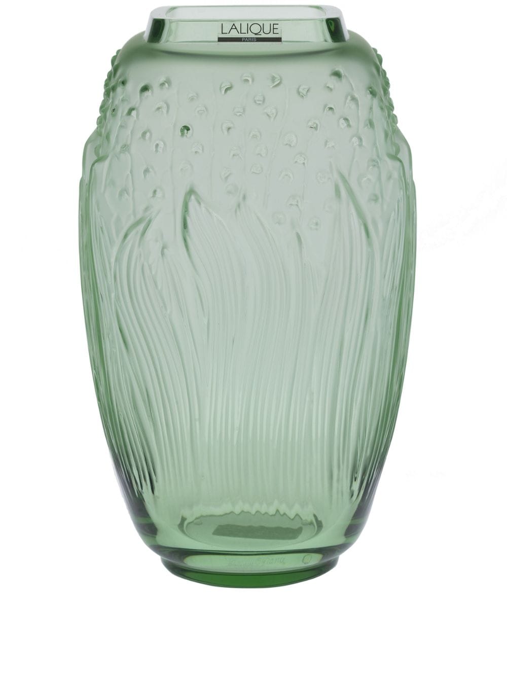 Lalique Muguet Crystal Vase In Green