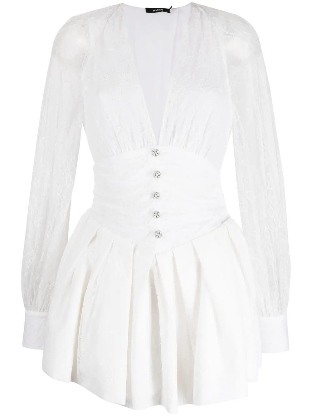 Amen Corded Lace-detail Dress In White