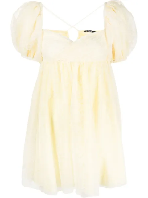 Amen - chantilly-lace puff-sleeve dress
