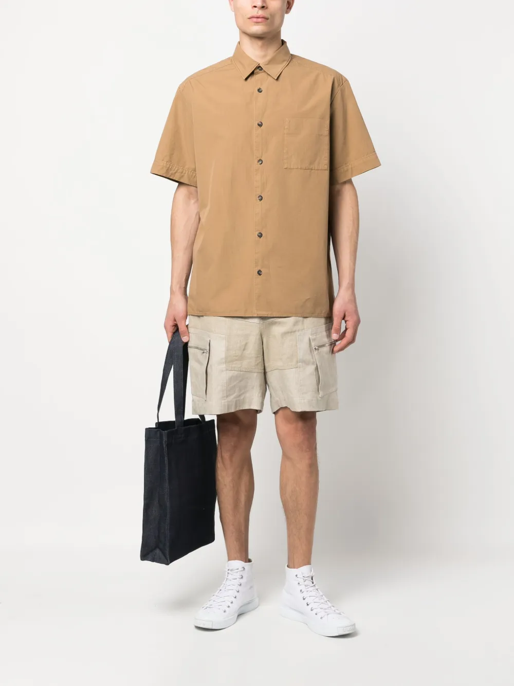 Shop Apc Ross Short-sleeve Cotton Shirt In Brown